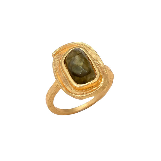 CASSIA, ANILLO CON PIEDRAS NATURALES Y BAÑO DE ORO