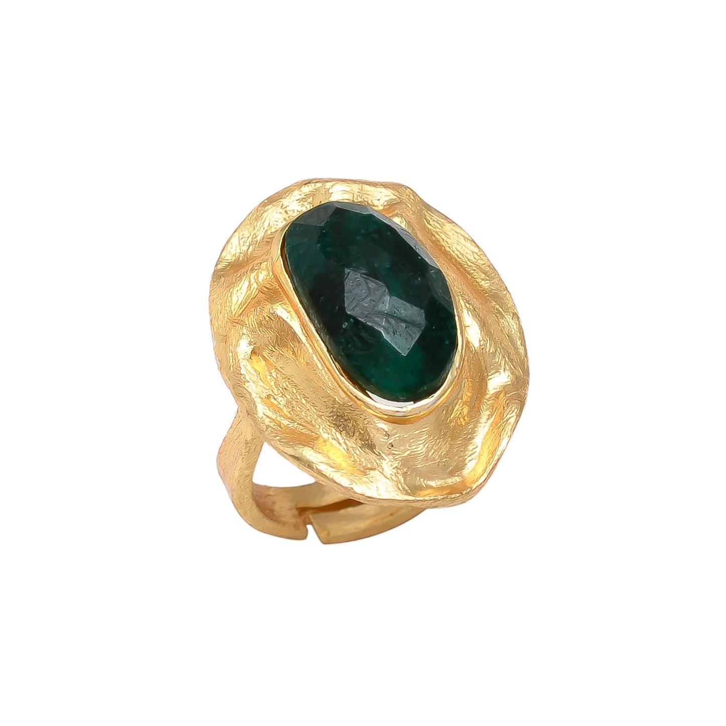 OLIVA, ANILLO CON PIEDRAS NATURALES Y BAÑO DE ORO