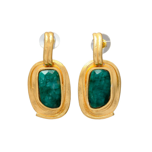 CASSIA , ARETES CON PIEDRAS NATURALES Y BAÑO DE ORO